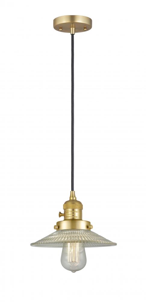 Halophane - 1 Light - 9 inch - Satin Gold - Cord hung - Mini Pendant