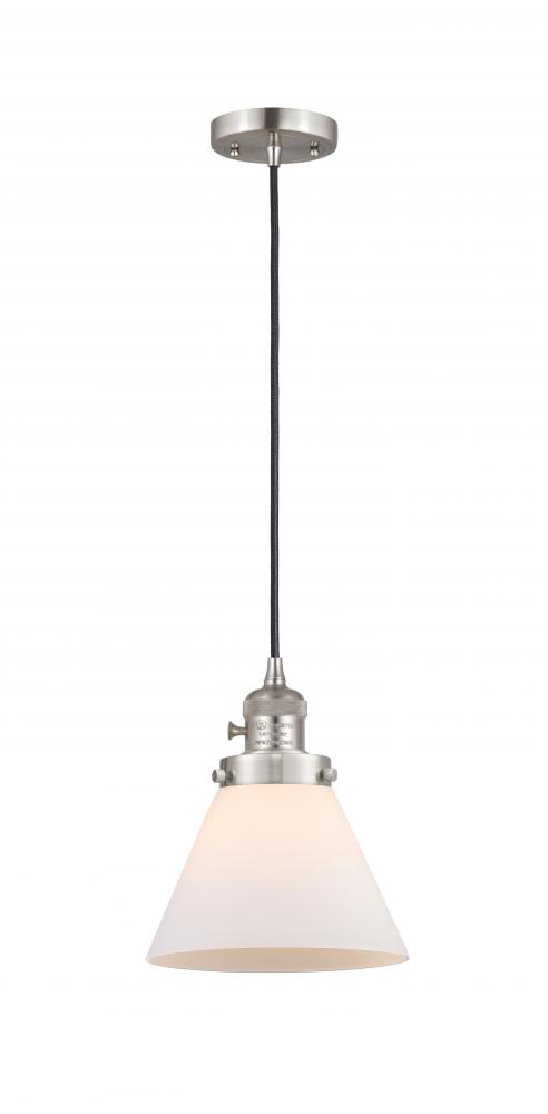 Cone - 1 Light - 8 inch - Brushed Satin Nickel - Cord hung - Mini Pendant