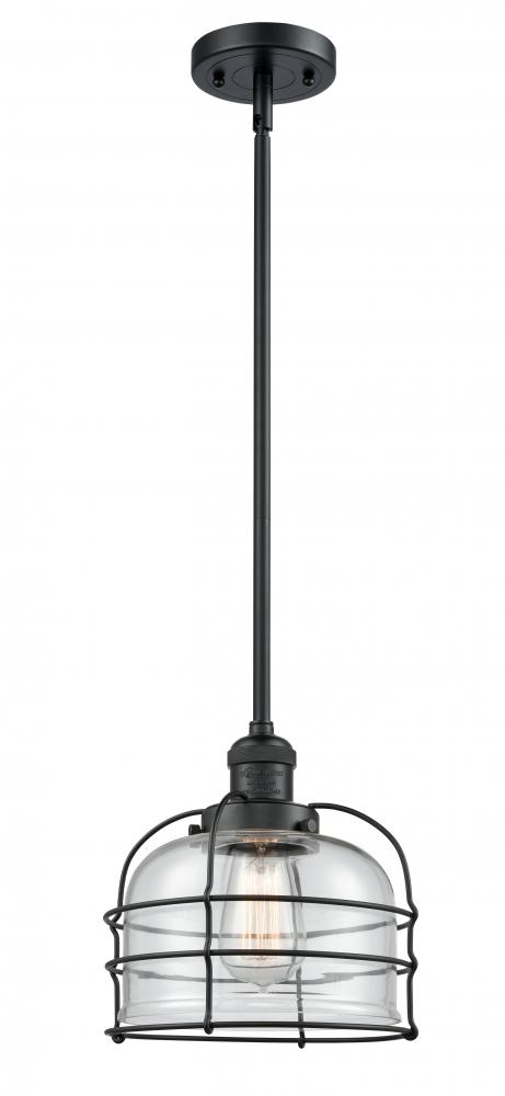 Bell Cage - 1 Light - 9 inch - Matte Black - Stem Hung - Mini Pendant