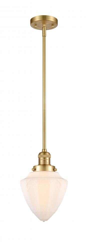 Bullet - 1 Light - 7 inch - Satin Gold - Stem Hung - Mini Pendant