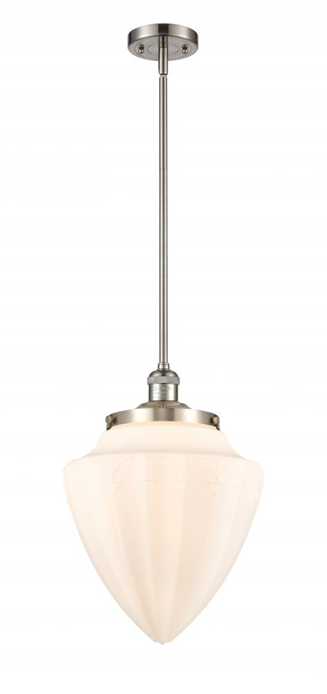 Bullet - 1 Light - 12 inch - Brushed Satin Nickel - Stem Hung - Mini Pendant