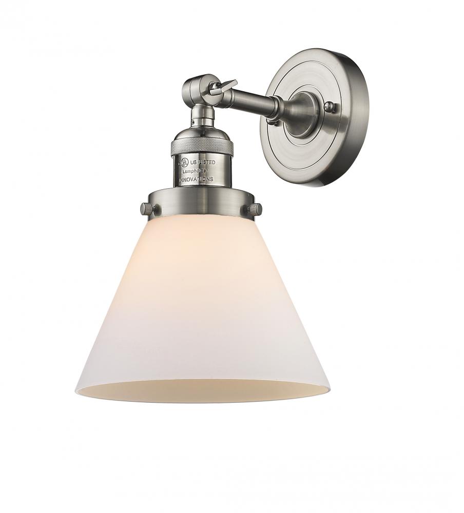 Cone - 1 Light - 8 inch - Brushed Satin Nickel - Sconce