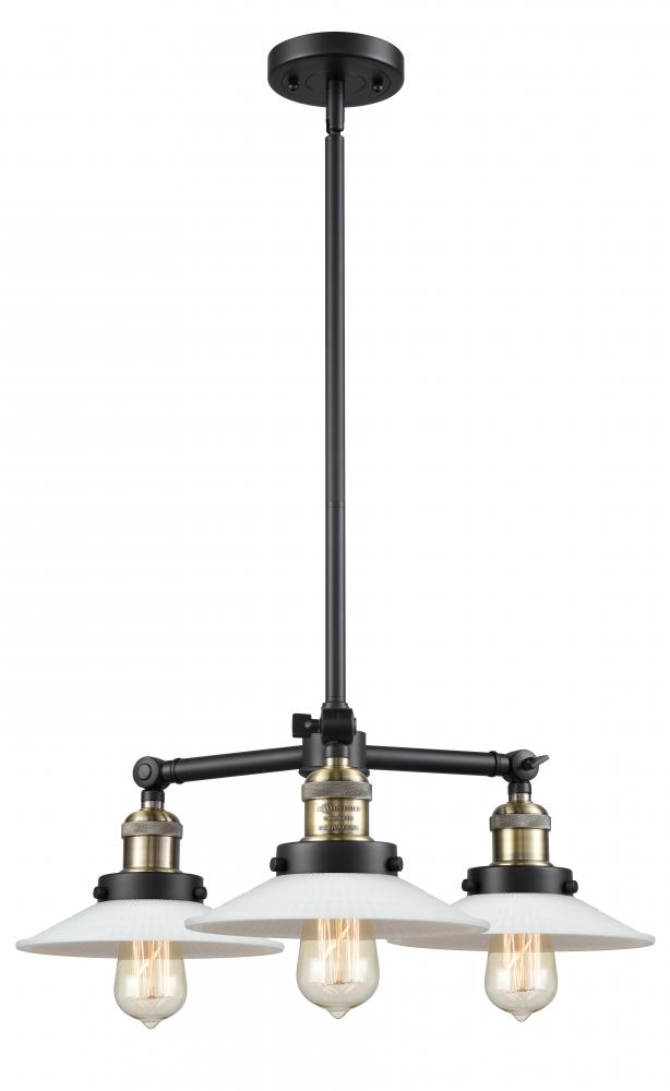 Halophane - 3 Light - 22 inch - Black Antique Brass - Stem Hung - Chandelier