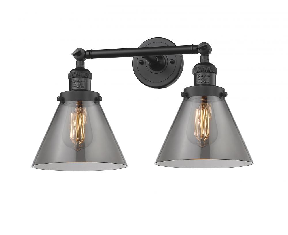 Cone - 2 Light - 18 inch - Matte Black - Bath Vanity Light