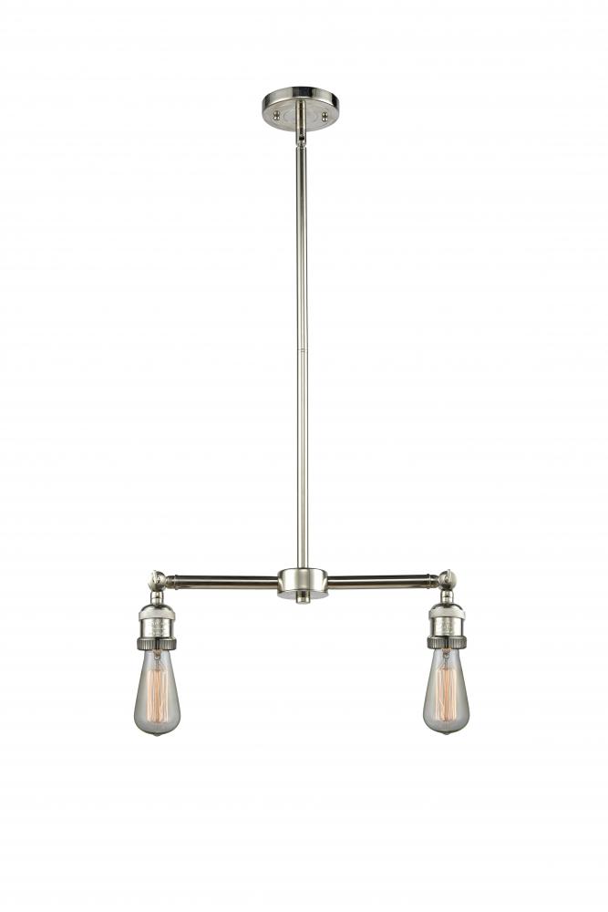 Bare Bulb - 2 Light - 8 inch - Polished Nickel - Stem Hung - Island Light