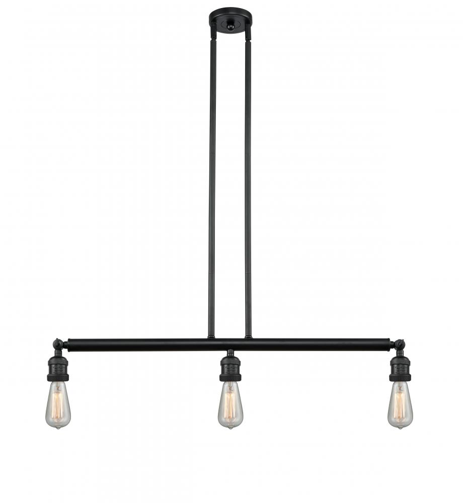 Bare Bulb - 3 Light - 38 inch - Matte Black - Stem Hung - Island Light