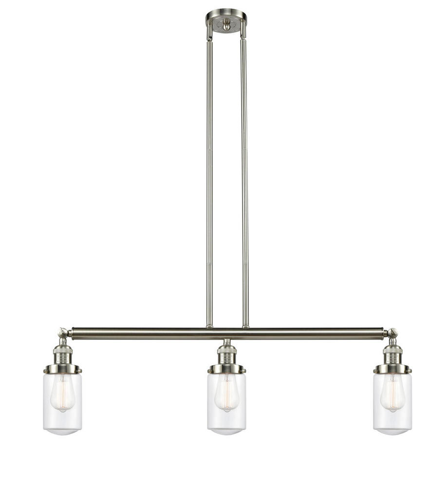 Dover - 3 Light - 37 inch - Brushed Satin Nickel - Stem Hung - Island Light