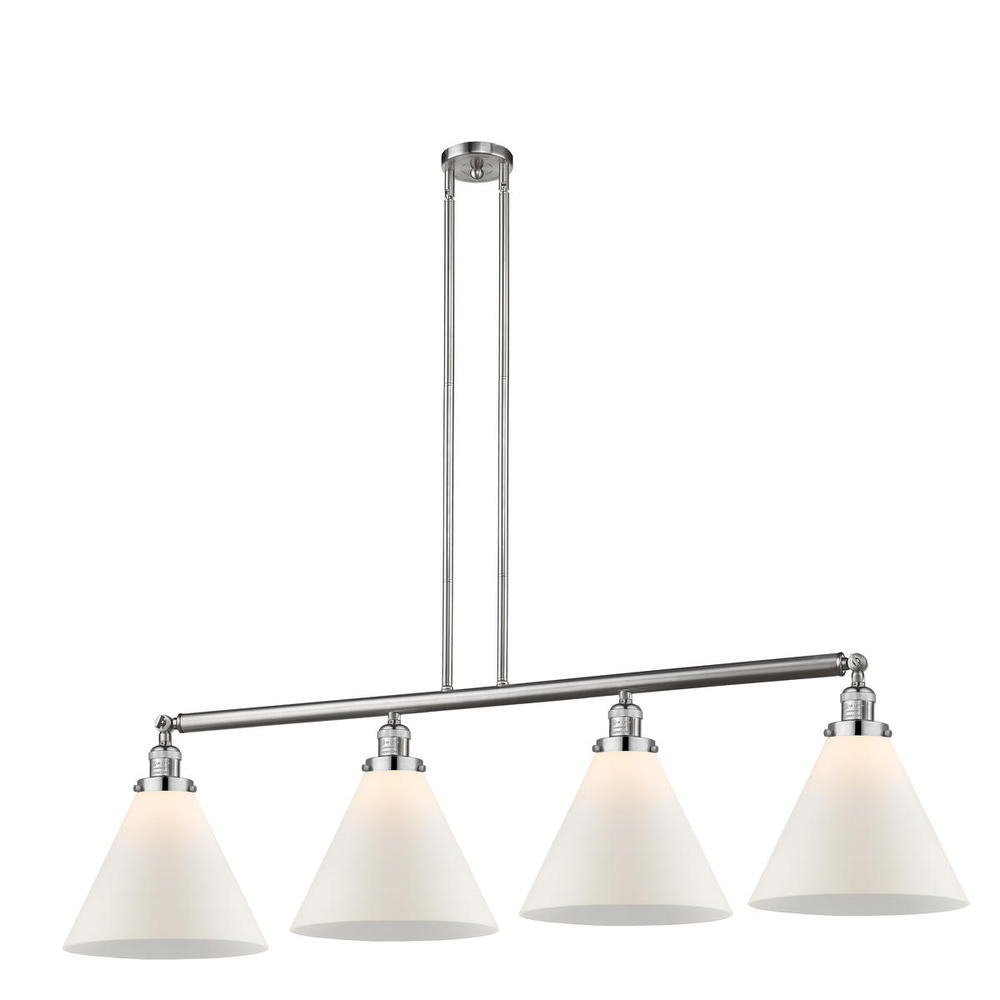 Cone - 4 Light - 56 inch - Brushed Satin Nickel - Stem Hung - Island Light