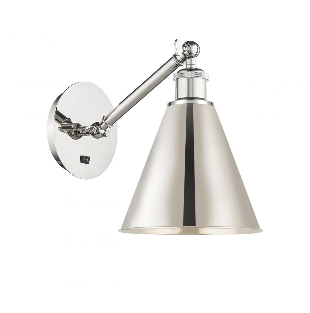 Berkshire - 1 Light - 8 inch - Polished Nickel - Sconce