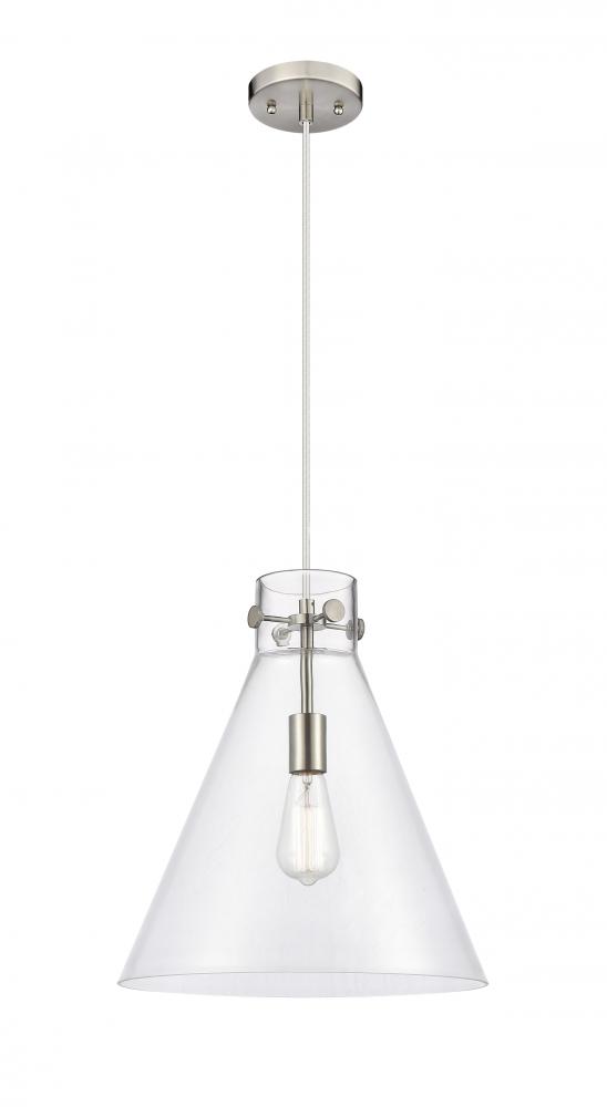 Newton Cone - 1 Light - 14 inch - Satin Nickel - Cord hung - Pendant