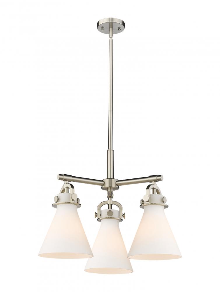 Newton Cone - 3 Light - 21 inch - Satin Nickel - Pendant