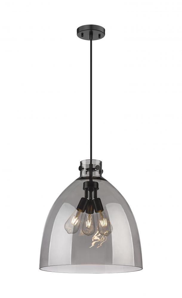 Newton Bell - 3 Light - 18 inch - Matte Black - Cord hung - Pendant