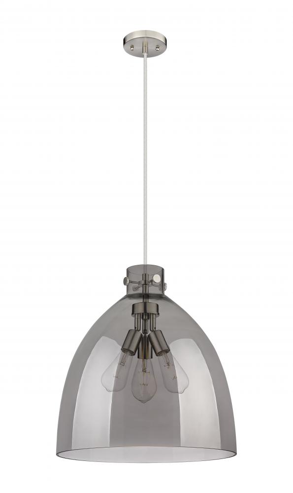 Newton Bell - 3 Light - 18 inch - Satin Nickel - Cord hung - Pendant