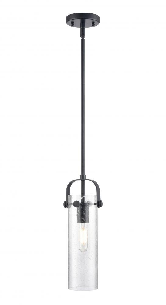 Pilaster II Cylinder - 1 Light - 12 inch Long Glass - Matte Black - Pendant