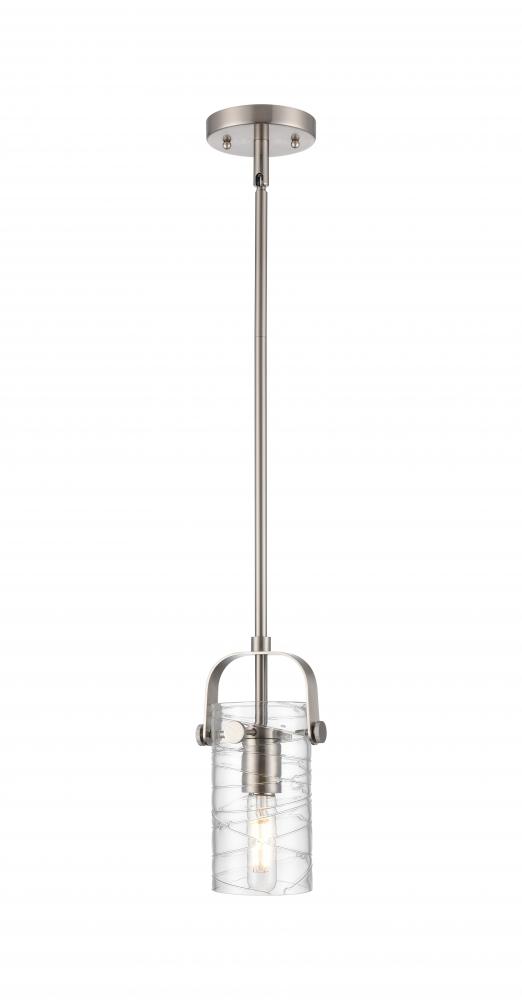 Pilaster II Cylinder - 1 Light - 7 inch Long Glass - Satin Nickel - Pendant