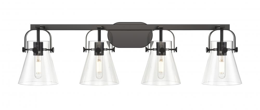 Pilaster II Cone - 4 Light - 37 inch - Matte Black - Bath Vanity Light