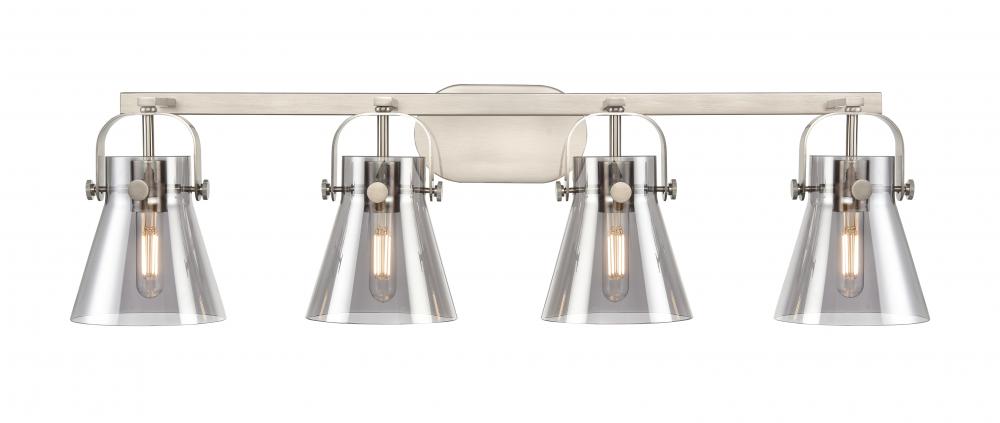 Pilaster II Cone - 4 Light - 37 inch - Satin Nickel - Bath Vanity Light