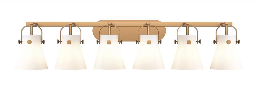 Pilaster II Cone - 6 Light - 46 inch - Brushed Brass - Bath Vanity Light