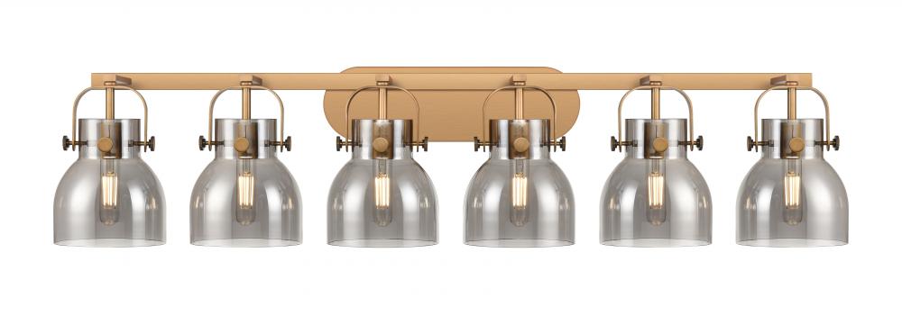 Pilaster II Bell - 6 Light - 46 inch - Brushed Brass - Bath Vanity Light