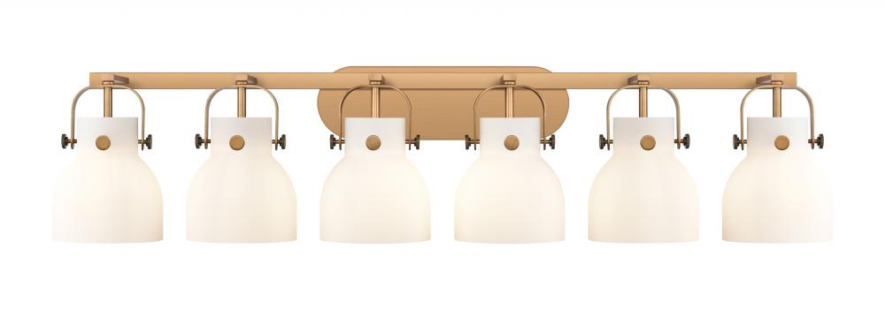 Pilaster II Bell - 6 Light - 46 inch - Brushed Brass - Bath Vanity Light