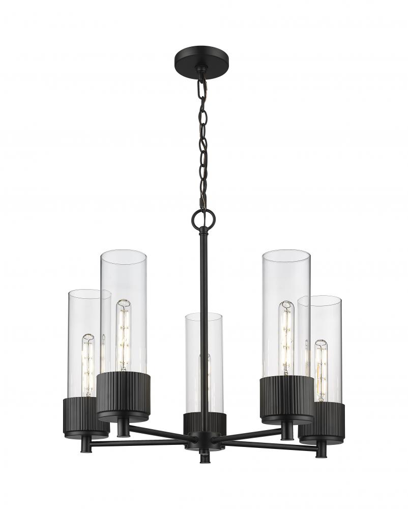 Bolivar - 5 Light - 25 inch - Matte Black - Chain Hung - Chandelier