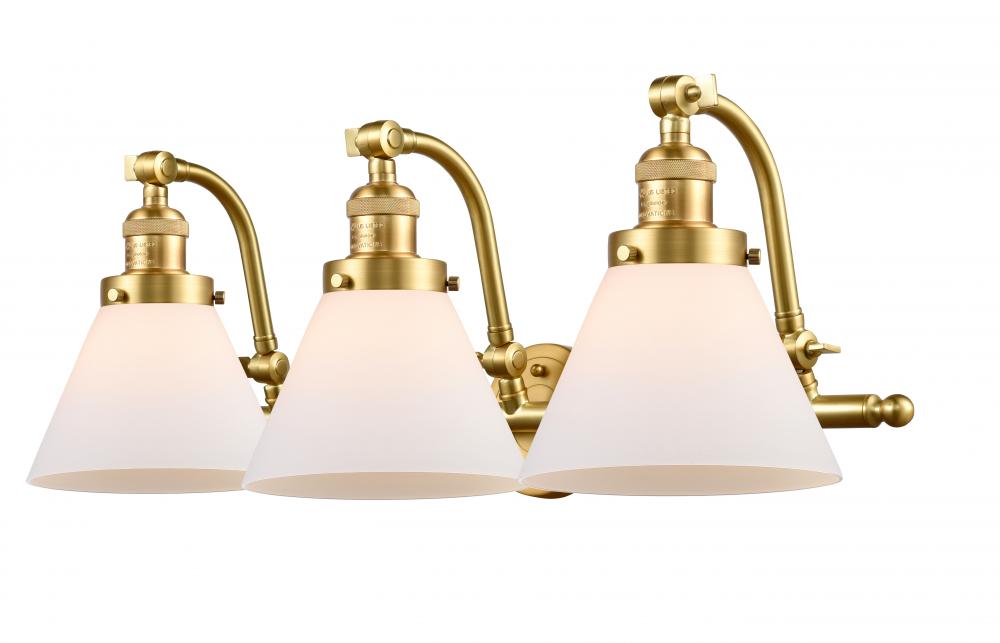 Cone - 3 Light - 28 inch - Satin Gold - Bath Vanity Light