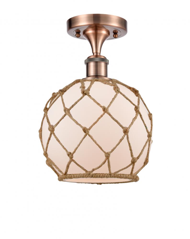 Farmhouse Rope - 1 Light - 8 inch - Antique Copper - Semi-Flush Mount