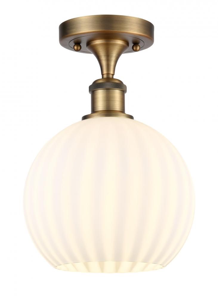 White Venetian - 1 Light - 8 inch - Brushed Brass - Semi-Flush Mount