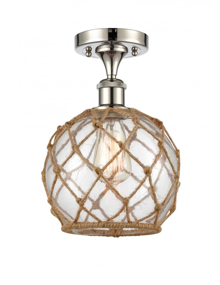 Farmhouse Rope - 1 Light - 8 inch - Polished Nickel - Semi-Flush Mount