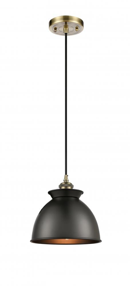 Adirondack - 1 Light - 8 inch - Antique Brass - Cord hung - Mini Pendant