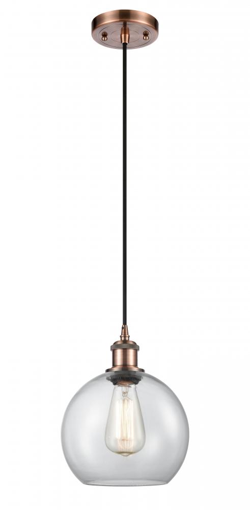 Athens - 1 Light - 8 inch - Antique Copper - Cord hung - Mini Pendant