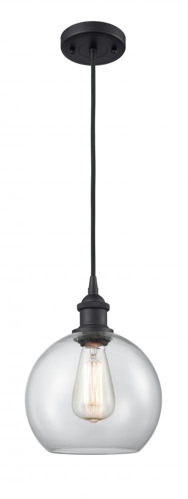 Athens - 1 Light - 8 inch - Matte Black - Cord hung - Mini Pendant