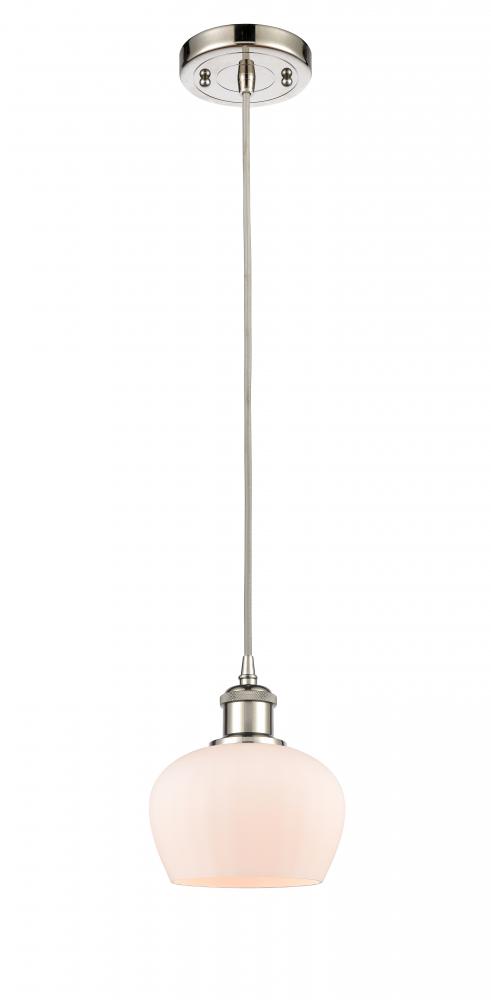 Fenton - 1 Light - 7 inch - Polished Nickel - Cord hung - Mini Pendant