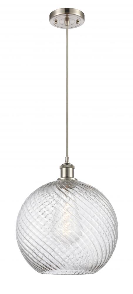 Athens Twisted Swirl - 1 Light - 12 inch - Brushed Satin Nickel - Cord hung - Mini Pendant