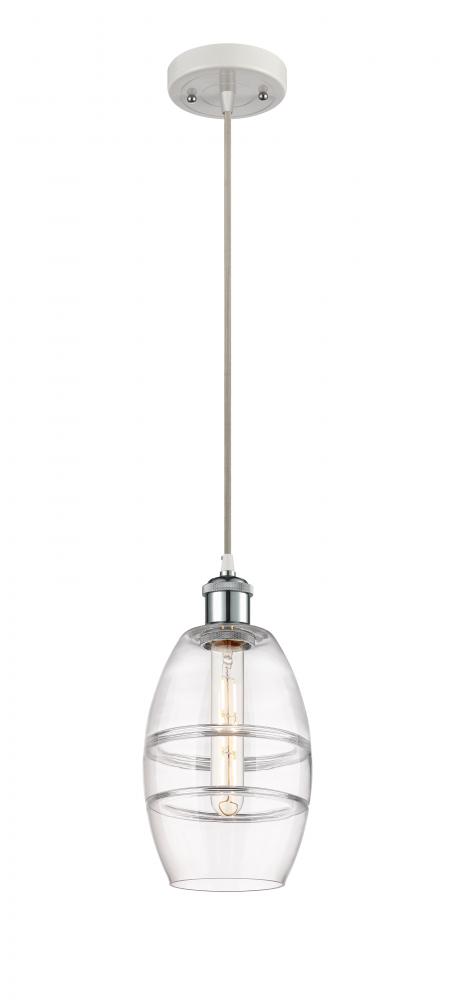 Vaz - 1 Light - 6 inch - White Polished Chrome - Cord hung - Mini Pendant