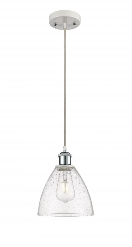 Bristol - 1 Light - 8 inch - White Polished Chrome - Cord hung - Mini Pendant