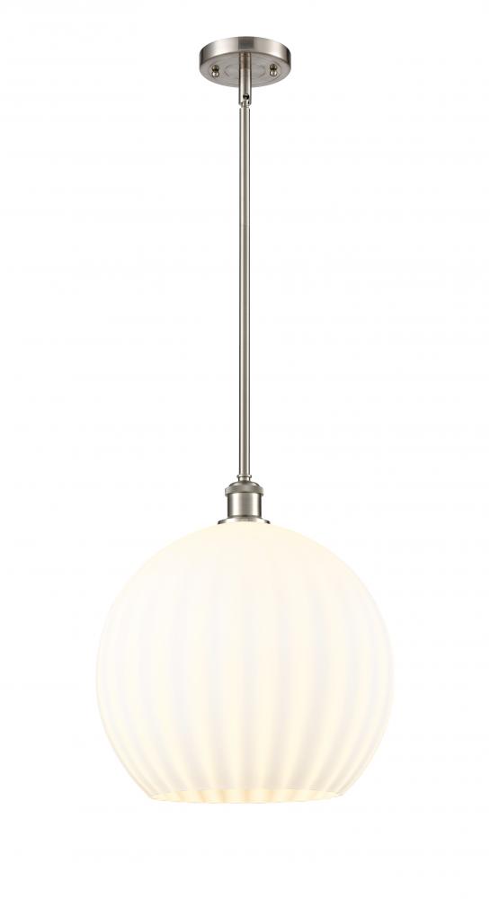 White Venetian - 1 Light - 14 inch - Brushed Satin Nickel - Pendant