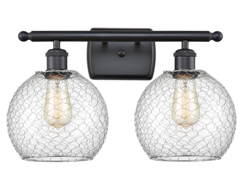 Farmhouse Chicken Wire 2 Light Bath Vanity Light