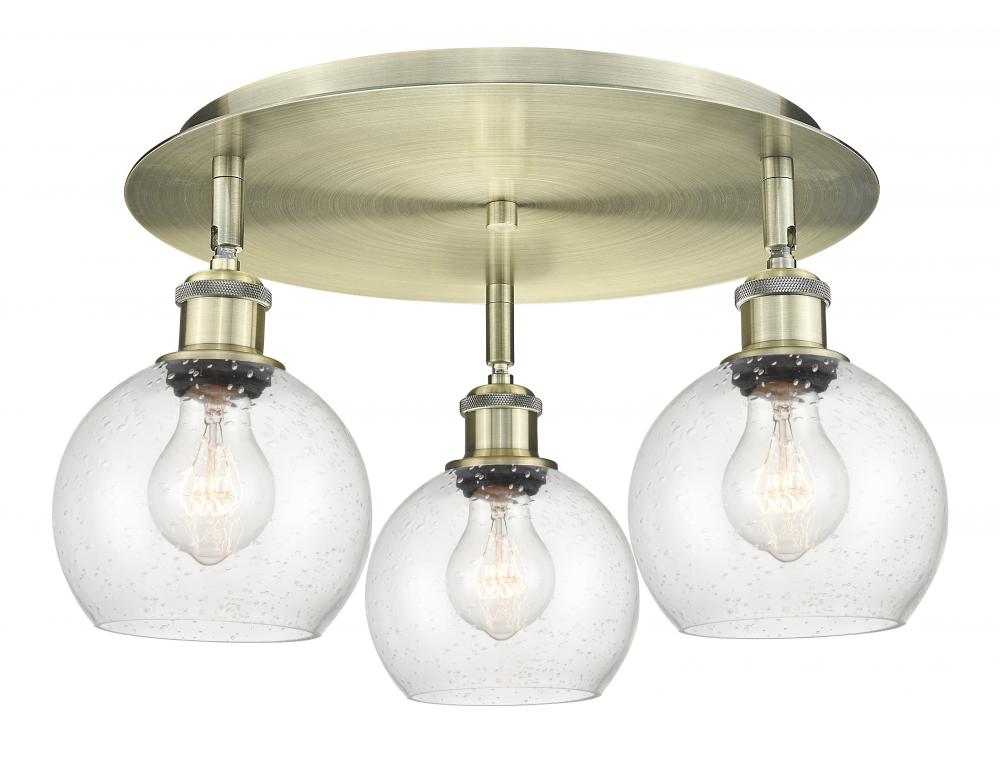 Athens - 3 Light - 18 inch - Antique Brass - Flush Mount