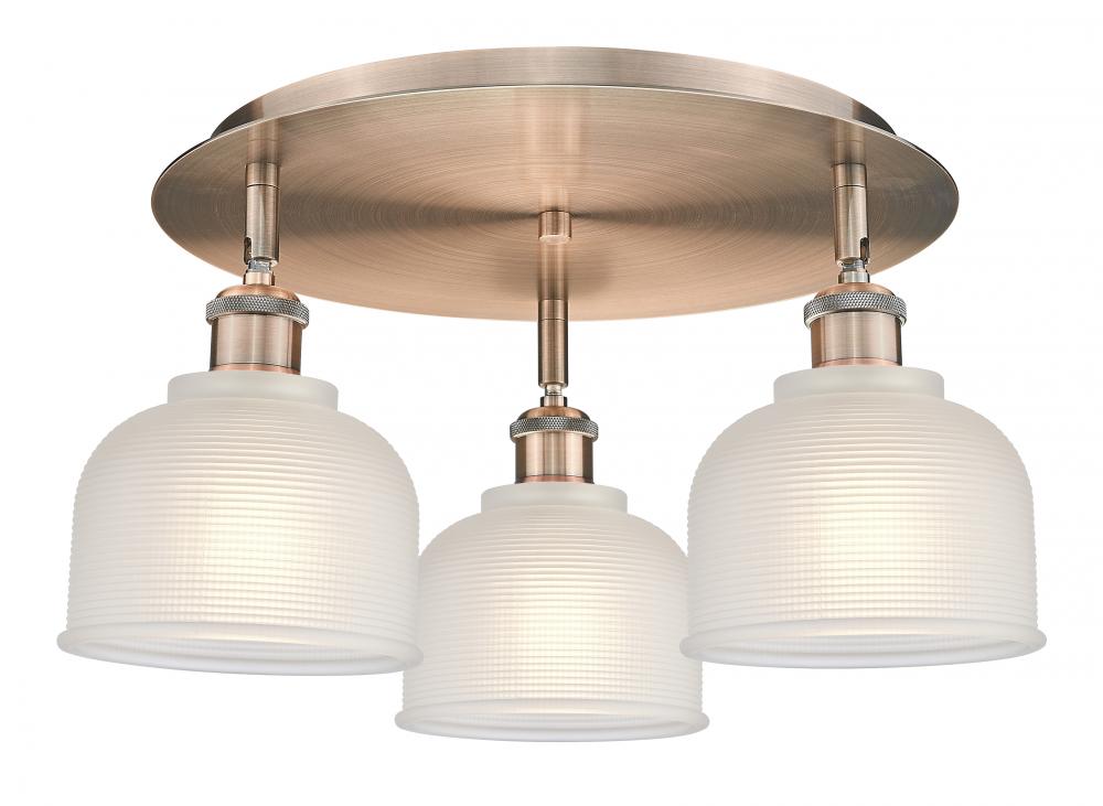 Dayton - 3 Light - 17 inch - Antique Copper - Flush Mount