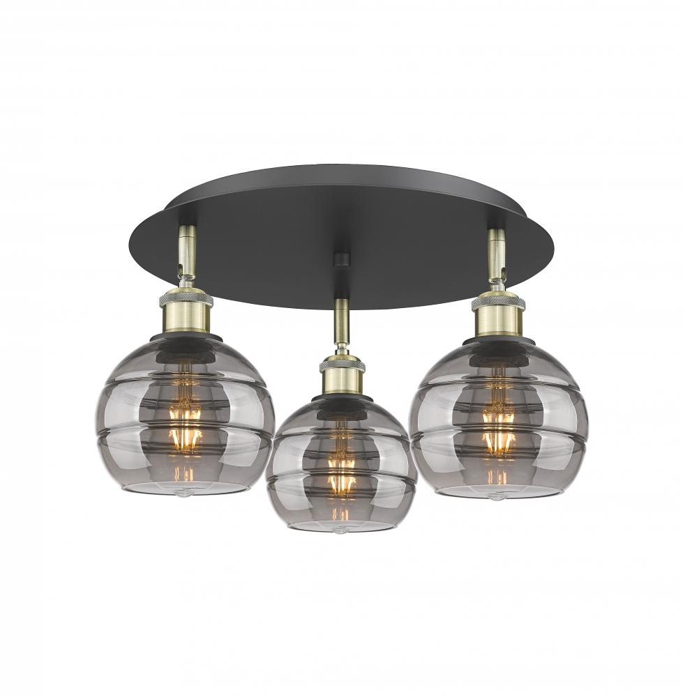 Rochester - 3 Light - 18 inch - Black Antique Brass - Flush Mount