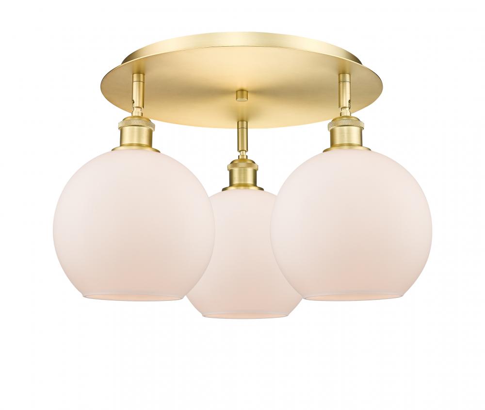 Athens - 3 Light - 20 inch - Satin Gold - Flush Mount