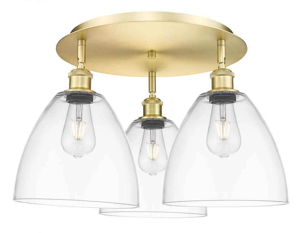 Bristol - 3 Light - 21 inch - Satin Gold - Flush Mount