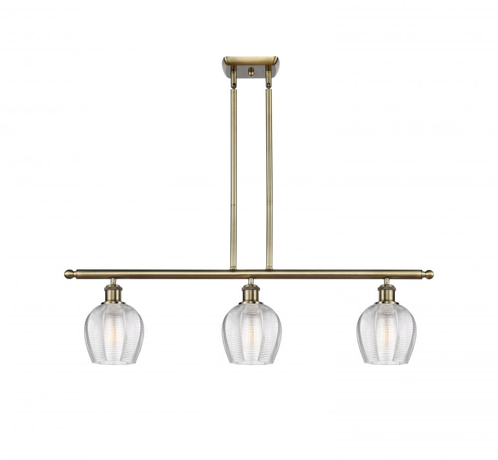 Norfolk - 3 Light - 36 inch - Antique Brass - Cord hung - Island Light