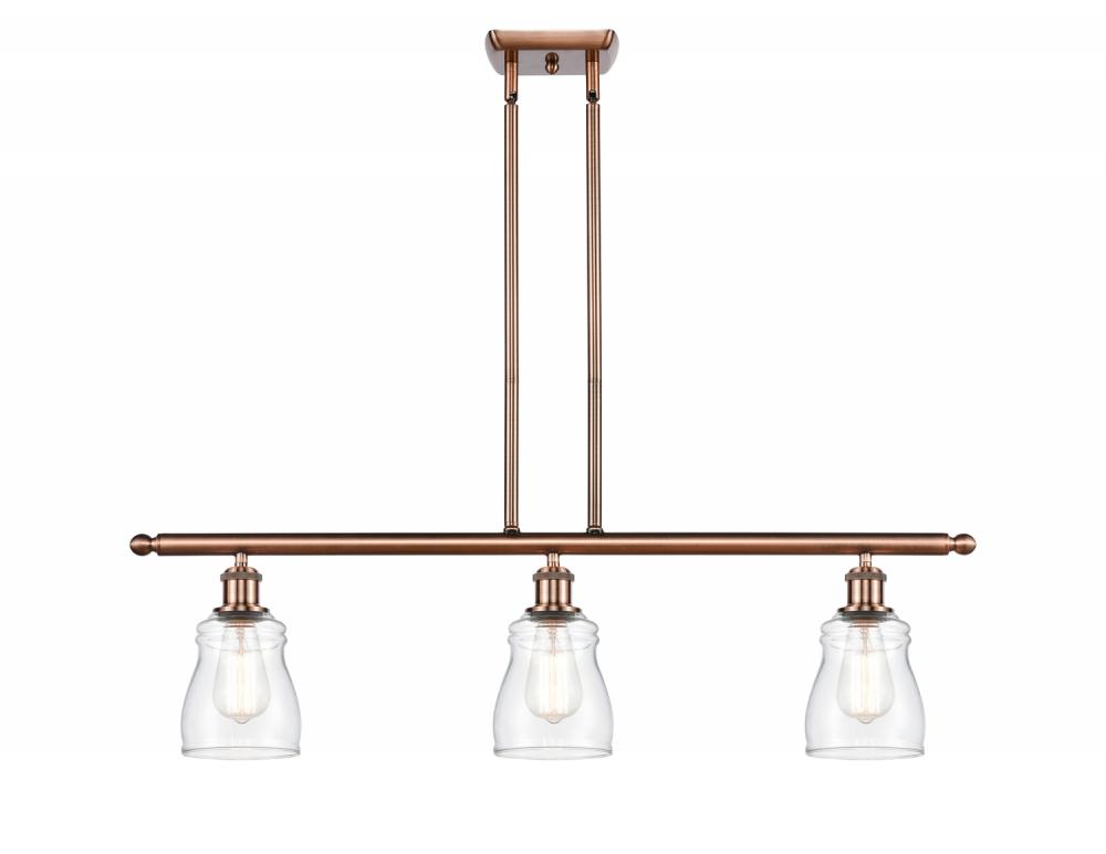 Ellery - 3 Light - 36 inch - Antique Copper - Cord hung - Island Light