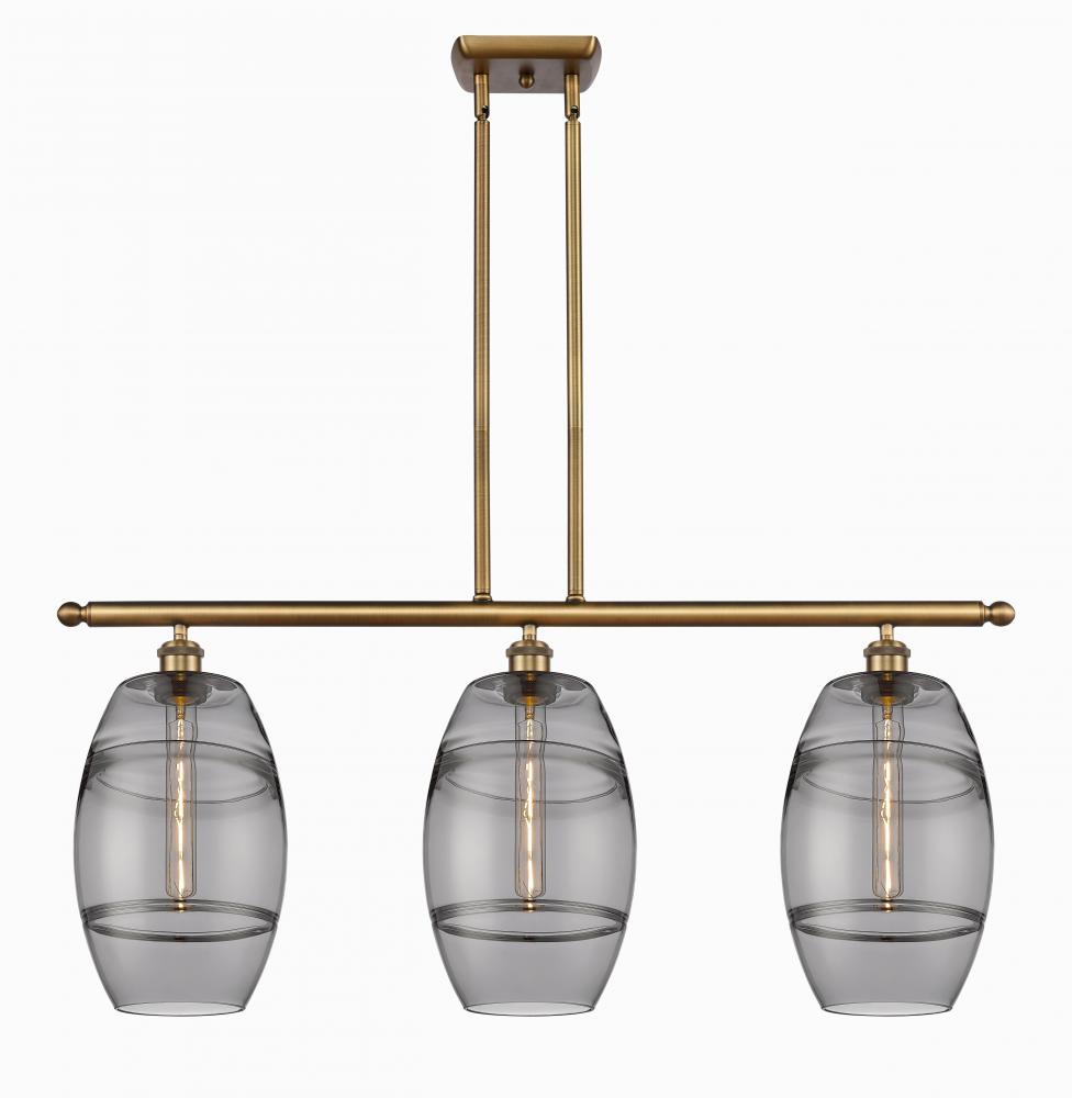 Vaz - 3 Light - 36 inch - Brushed Brass - Cord hung - Island Light