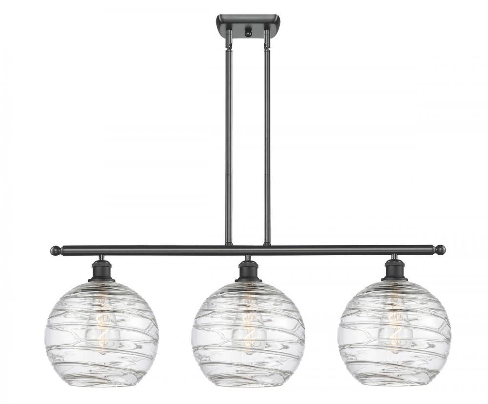 Athens Deco Swirl - 3 Light - 37 inch - Matte Black - Cord hung - Island Light