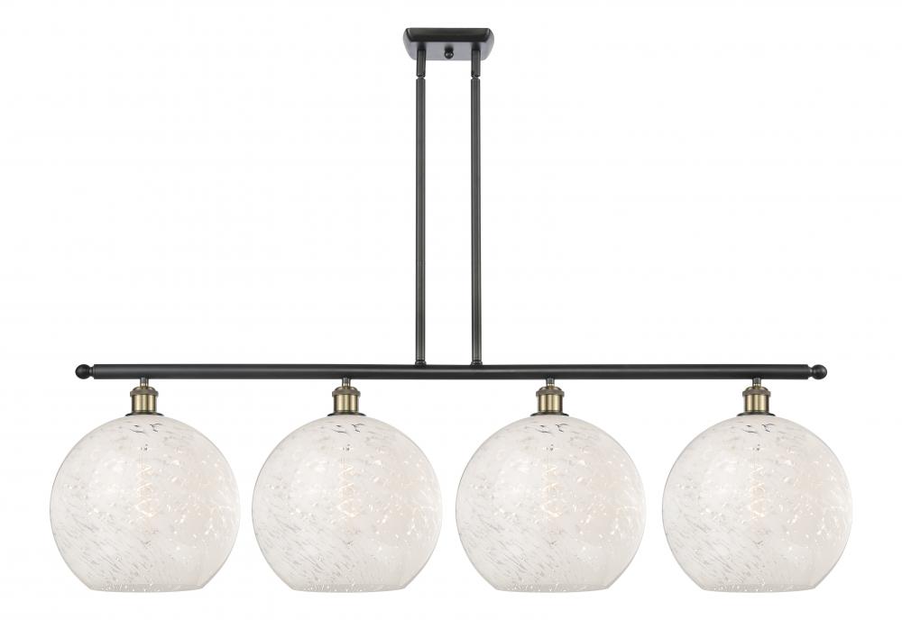 White Mouchette - 4 Light - 50 inch - Black Antique Brass - Stem Hung - Island Light