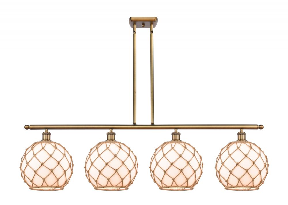 Farmhouse Rope - 4 Light - 48 inch - Brushed Brass - Cord hung - Island Light