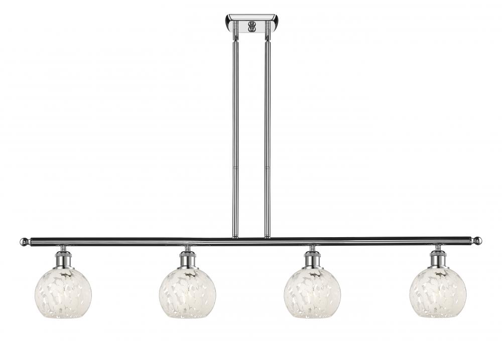 White Mouchette - 4 Light - 48 inch - Polished Chrome - Stem Hung - Island Light